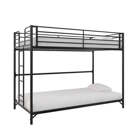 Twin Over Twin Demi Easy Assembly Kids' Metal Bunk Bed Black - Room ...