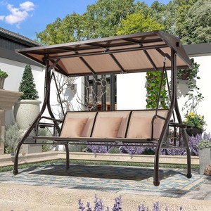 EROMMY Outdoor Porch Swing with Adjustable Hardtop - 1 of 4