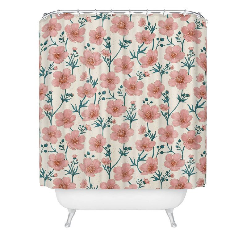 Avenie Buttercups In Vintage Shower Curtain Pink/Cream - Deny Designs, 1 of 4
