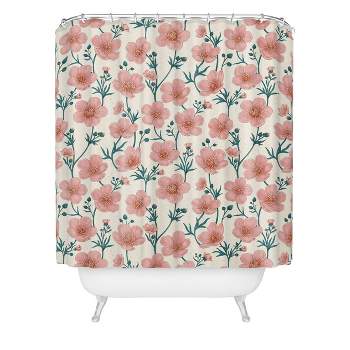 Avenie Buttercups In Vintage Shower Curtain Pink/Cream - Deny Designs