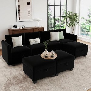 Modular U-Shaped Sleeper Sectional Sofa with Storage, Convertible Couch for Large Living Rooms - 1 of 2