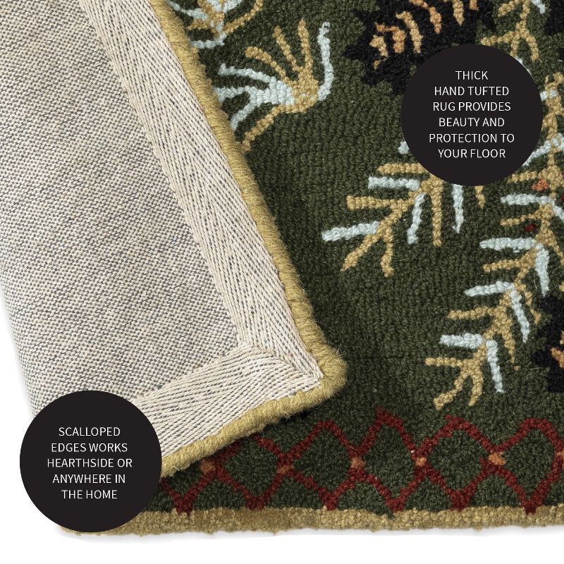 Plow & Hearth - Hooked Wool Pine Cone Hearth Rug, 3 of 5