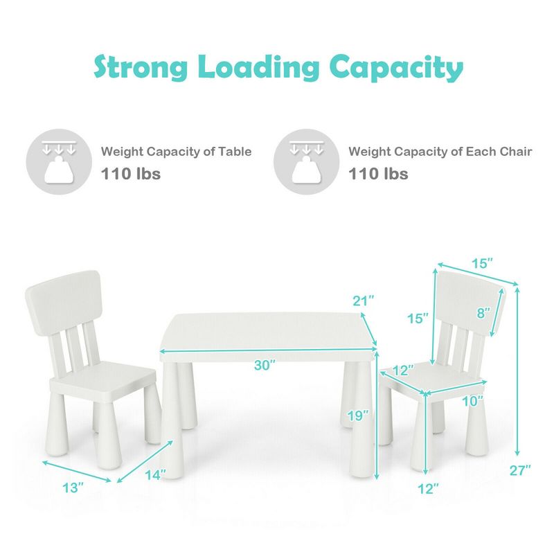 Costway Kids Table & 2 Chairs Set Toddler Activity Play Dining Study Desk Baby Gift, 5 of 13