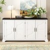 NicBex 4-Door Buffet Cabinet with 4 Metal Handles,Modern Sideboard Cabinet with Pine Doors and Legs,Storage Cabinet for Living Room - 2 of 4