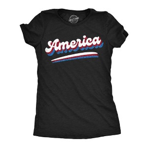 Womens America Retro Glitter T Shirt Cool Patriotic Fourth Of July Party Tee for Ladies - Crazy Dog Women's T Shirt For Fourth Of July - 1 of 4
