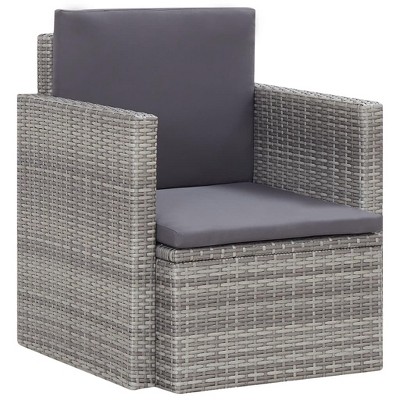 vidaXL Patio Chair in Gray Poly Rattan - Comfortable Outdoor Chair with Removable and Washable Cushions
