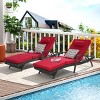Outdoor Patio Recliner Set of 2,Rattan Adjustable Recliners With Cushion And Armrest,Outdoor Furniture Set For Poolside,Garden-Cuddlewood - 2 of 4