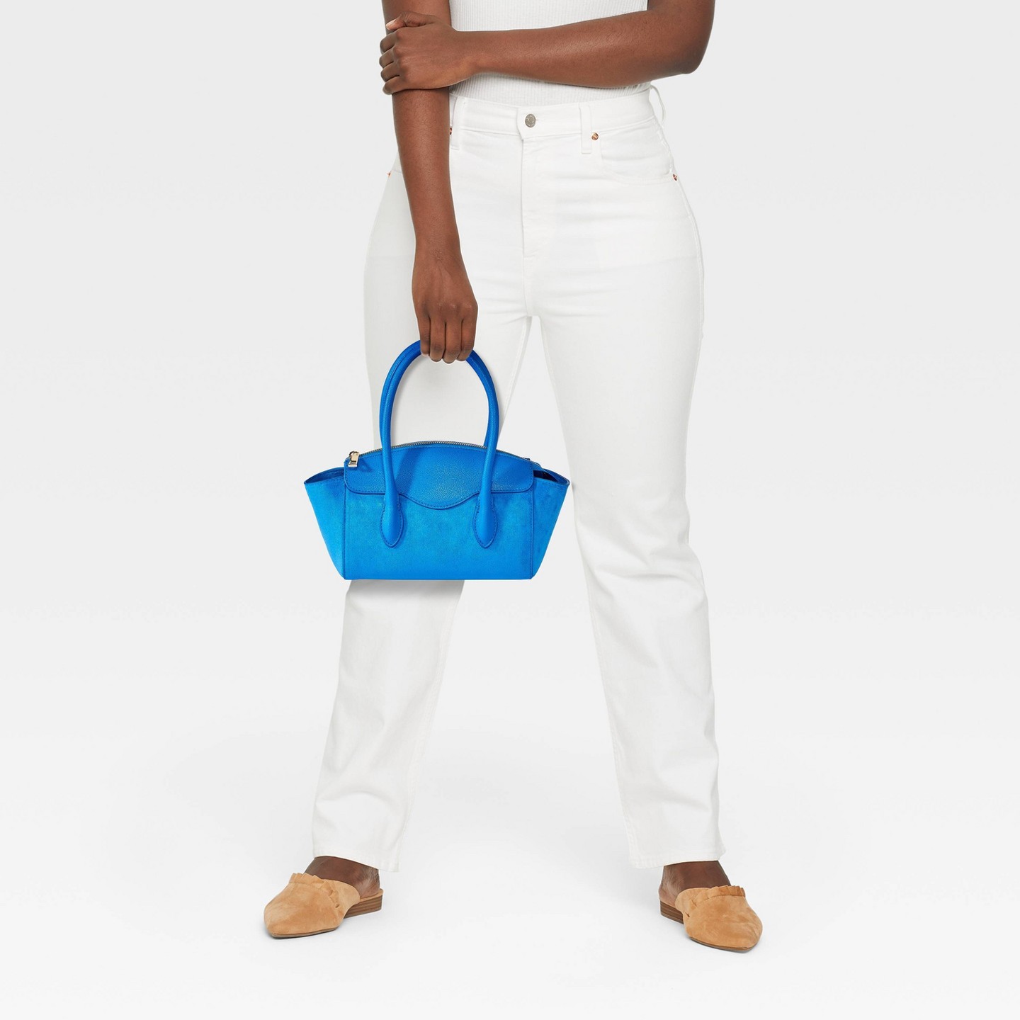 Сумка A New Day Faux Suede Small Winged Satchel, цвет: Синий — фото 2
