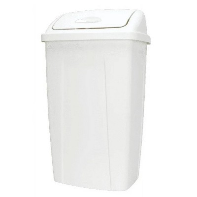 LunaLulinlk White 13 Gallon Kitchen Trash Can, Plastic Swivel Top Trash Can