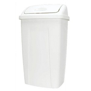 LunaLulinlk White 13 Gallon Kitchen Trash Can, Plastic Swivel Top Trash Can - 1 of 4