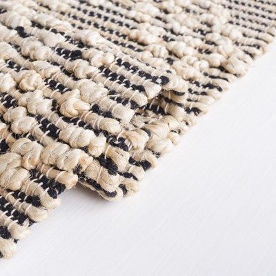 Handmade Black Cotton Flat Woven Non-slip Rug, 8' x 10'