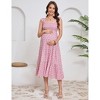Womens Square Neck Smocked Maternity Dress Flutter Sleeve Summer Maxi Sundress - 2 of 4