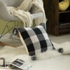 DEERLUX 16" Handwoven Cotton Throw Pillow Cover with Patterned Gingham Design and Tasseled Corners , Black & White - 3 of 4