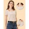 Allegra K Women's Floral Peasant Square Neck Contrast Frill Trim Chiffon Blouse - 2 of 4