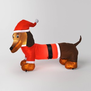 3.5' Christmas Indoor/Outdoor Lighted Inflatable Dachshund in Santa Suit - Wondershop™ - 1 of 4