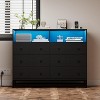 6 Drawers Wide Dresser with Charging Station Wooden Storage Chest of Drawers Modern Dresser TV Stand with Led Lights - 3 of 4