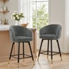 Bekrvio Swivel Counter Height Bar Stools Set of 2, 26" Modern Upholstered Barstools with Barrel Arms & Backs, Bar Stools for Kitchen Island - 2 of 4