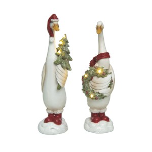 Transpac Resin Light Up Christmas Duck Figurine Set of 2 Christmas Home Decorations - 1 of 1