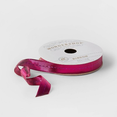5/8" Metallic Fabric Ribbon Pink 25ft - Wondershop™