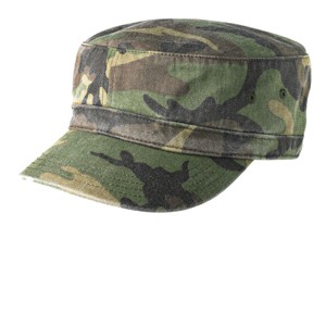 Military Style Distressed Enzyme Washed Cotton Twill Caps in 4 Colors - 1 of 4