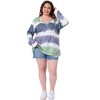 Agnes Orinda Women's Plus Size Tie Dye V-Neck Long Sleeve Casual Outfits T-shirts - 3 of 4