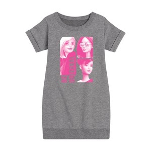 Girls' - Barbie - Be Original Squares Graphic Short Sleeve Fleece Dress - 1 of 4