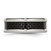 Chisel Stainless Steel Polished with Black Carbon Fiber Inlay 8mm Band Ring - 4 of 4