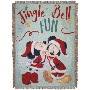 Northwest Mickey Mouse Woven Tapestry Throw Blanket, 48" x 60", Jingle Bell Fun - 1 of 4