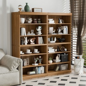 PexFix 62"x31"x16" Wood Bookshelf with Adjustable Shelves in Natural Color - 1 of 2