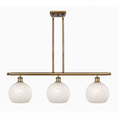 White Mouchette - 3 Light Stem Hung Island In Modern Style-10.5 Inches Tall and 36 Inches Wide