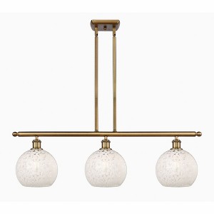 White Mouchette - 3 Light Stem Hung Island In Modern Style-10.5 Inches Tall and 36 Inches Wide - 1 of 1
