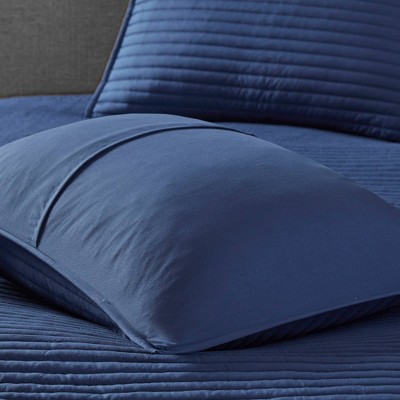 King Blue Microfiber Reversible Comforter and Quilt Set
