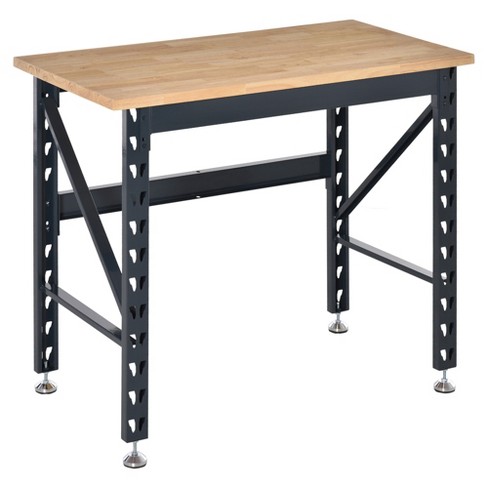 HOMCOM Établi de serrage plan de travail table à outils pliable portable  réglable en hauteur cadre en métal robuste charge max. 100 kg 68 x 60 x  21-78 cm
