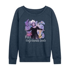 Women's - Disney - Poor Unfortunate Soul Lightweight French Terry Wide Neck Long Sleeve Shirt - 1 of 4