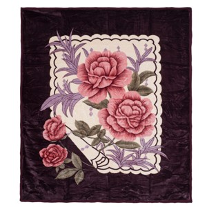 Hastings Home Thick Plush Faux Mink Blanket - Rose Garden - 1 of 4