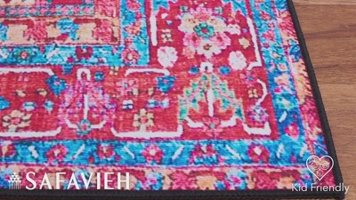Elegant Red Synthetic 36" Rectangular Easy-Care Rug