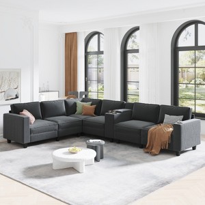 Christopher Knight Home Dave Reversible Corduroy L-Shaped Sofa with Cup Holders and Storage - 1 of 4