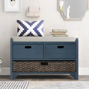Modern Storage Bench, with Drawers & Removable Cushion, Shoe Bench, for Bedside, Living Room, Entryway, Multiple Design Styles & Color Combinations - 1 of 4