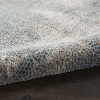 Round Light Grey/Blue Synthetic Easy Care Rug, 5'3"