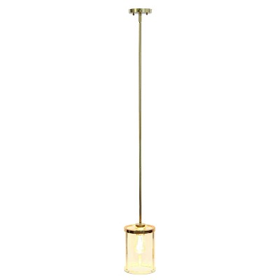 Elegant Farmhouse Gold Pendant with Cylindrical Clear Glass Shade