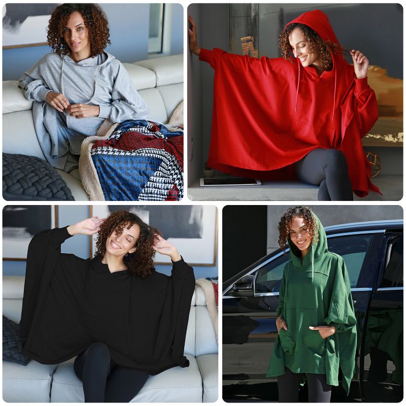 Catalonia Women’s Oversized Hoodie Sweatshirt Cape, Casual Hoodie Cape, Batwing Coat Pullover Blanket, 4 of 7