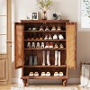 ORRD Rattan Shoe Cabinet with Ventilated Doors, 5-Tier Natural Wood Storage Organizer, 350lb Top & Adjustable Shelves for Entryway, Hallway - 4 of 4