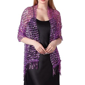 INSPIRE CHIC Women's Sequin Shawls and Wraps for Evening Dresses Fringed Sparkly Scarf 1Pc - 1 of 4