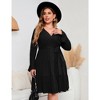 Women Plus Size V Neck Wrap Dress High Waist Ruffle Long Sleeve Casual Midi Dress with Belt - 4 of 4