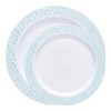 Smarty Had A Party White w/ Turquoise and Silver Rim Plastic Dinnerware Set - 120 Sets - 2 of 4