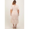Pinkblush Cream Embroidered Smocked Maternity Plus Midi Dress - 4 of 4