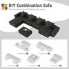 Whisen Modern Oversized Modular Sectional Sofa with 2 Ottoman, 2 Seat Sparkling Chenille Fabric and 4 Pillows, 4-Piece DIY Combination - 3 of 4