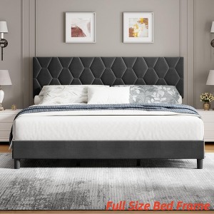 TWIN XL/Twin/Full /Queen/King Upholstered Bed Frame Heavy-Duty Platform Bed Frame w/ Upholstered Headboard and Strong Wood Slats - 1 of 4