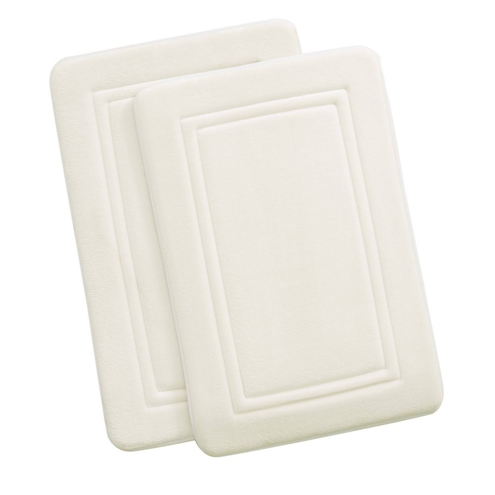 Photos - Bath Mat 2pc 17"x24" HeiQ Antimicrobial Memory Foam Bath Rug Set Ivory - Truly Calm