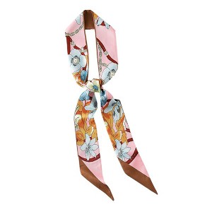 Anna-Kaci Women's Floral Print Soft Silky Scarf with Lightweight Soft Fabric Versatile Square Neck and Hair Accessory - 1 of 4